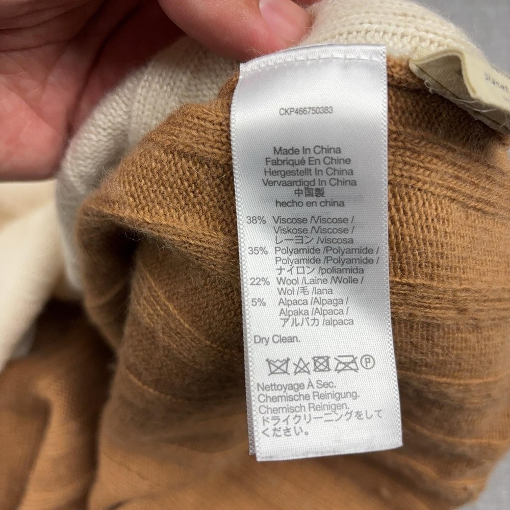 Madewell Sweater Dress Womens XS White Tan Ribbed Long Sleeve Knit Crew Neck - Picture 4 of 5